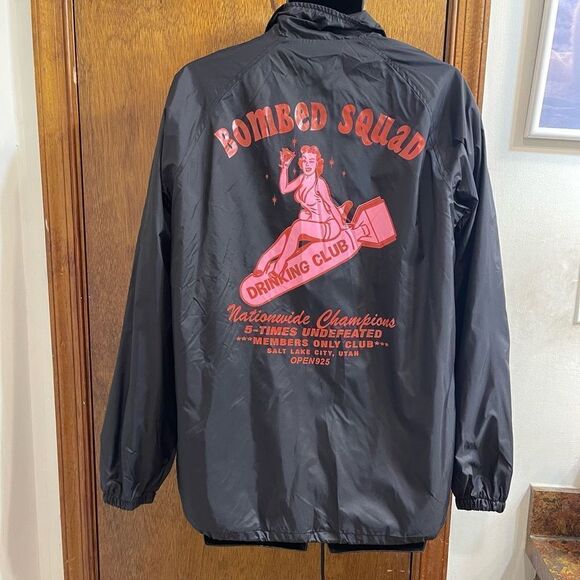 Open 925 Bombed Squad Black Nylon Men’s Jacket Size Medium - Picture 1 of 12